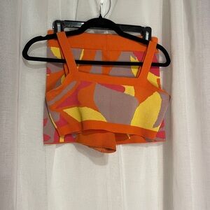 Colorful Women's Knit Crop Top and shorts set